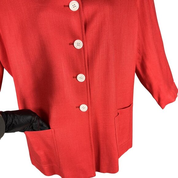 Susan Bristol NWT Womens 16W Red Button Down Blazer Jacket Pockets Career Office - Picture 7 of 16